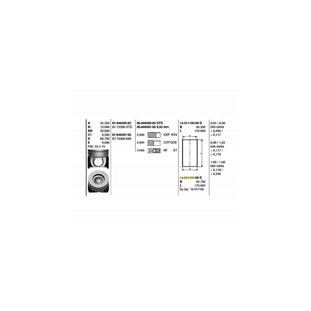 Starex 140Hp Sorento 0.50 Gömlek - GOE-14-011151-00 - 14-011151-00 